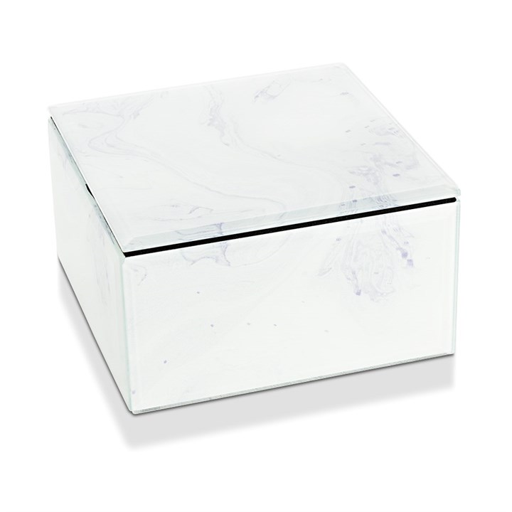 White Marble Design Glass Trinket Box - P60124