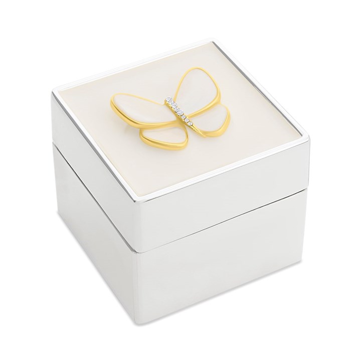 Sophia Silver Plated Butterfly Square Trinket Box - P60137