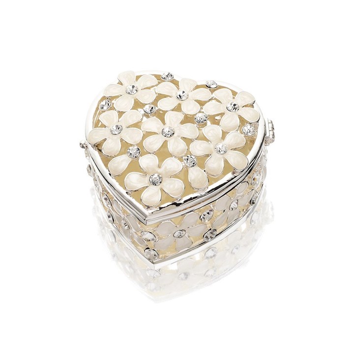 Sophia Flowers And Crystals Heart Trinket Box - P6043