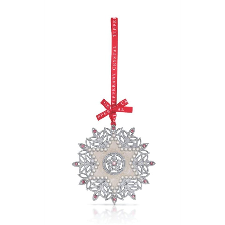 Tipperary Crystal 13240 Pearl Snowflake Hanging Decoration - P6343