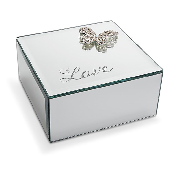 Butterfly Glass Trinket Box - P65285