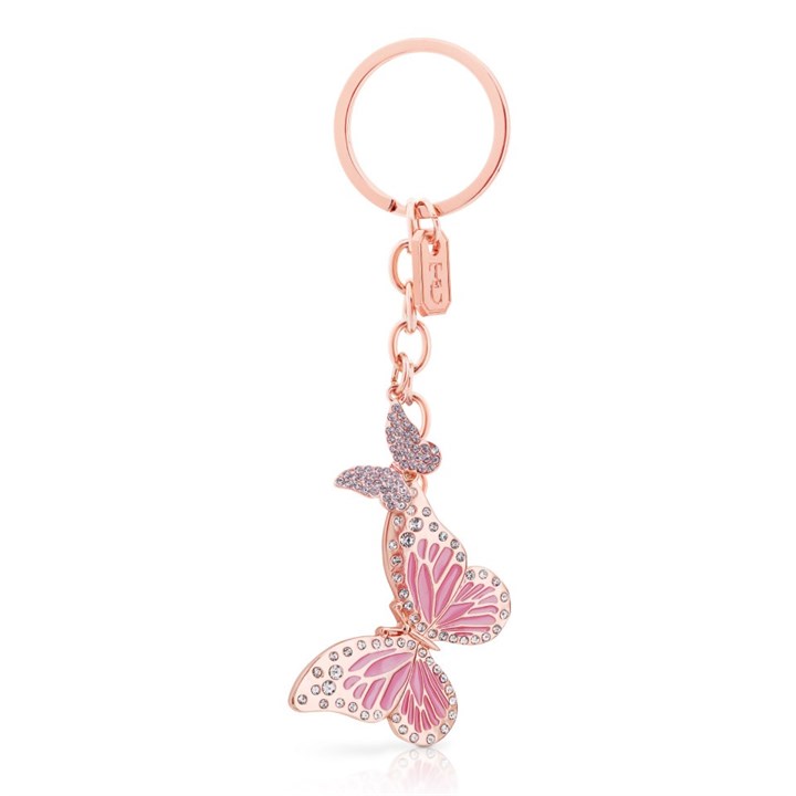 Pink Crystal Set Butterfly Keyring - P65317