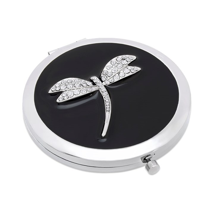 Crystal Set Dragonfly Black Compact Mirror - P66127