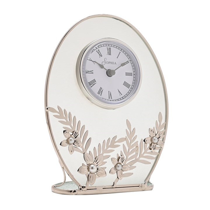 SP3505CK Sophia Silver Tone Daisy Oval Clock - P66130
