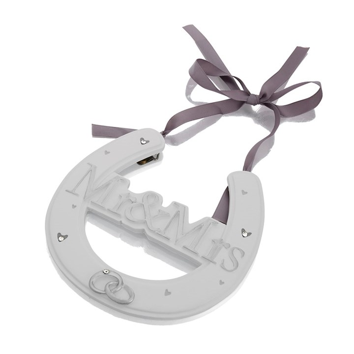 Amore White Resin Mr And Mrs Horseshoe - P71220