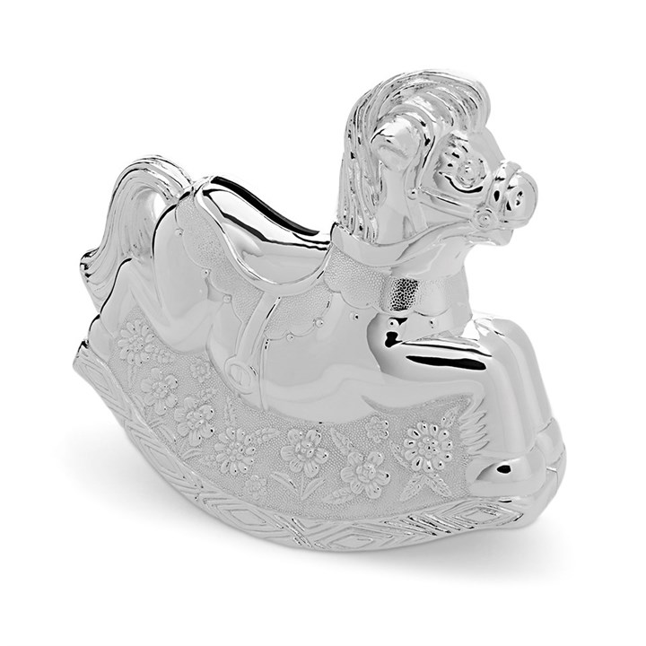 Bambino Silver Plated Rocking Horse Money Box - P75110