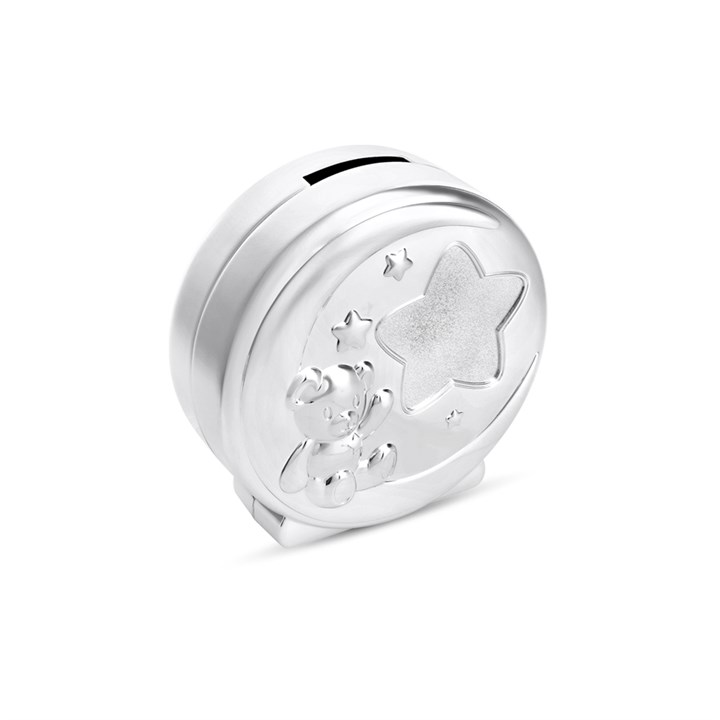 Silver Plated Teddy And Star Money Box - P75135