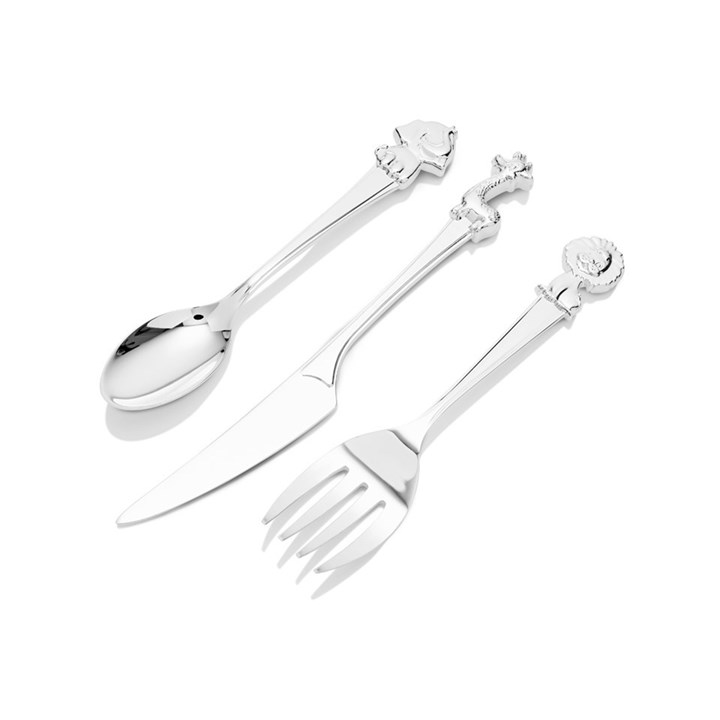 Silver Plated Animal Knife, Fork And Spoon Set - P7588