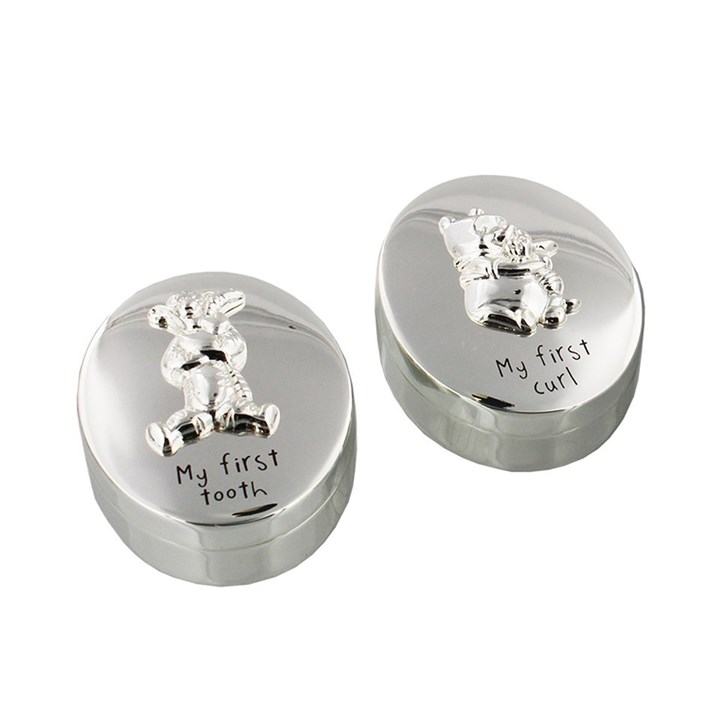 Disney Silver Plated Winnie The Pooh Tooth And Curl Boxes - P8792