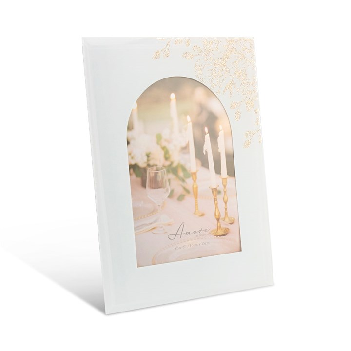 Amore White Floral Arch Glass frame 4 x 6 - P8895