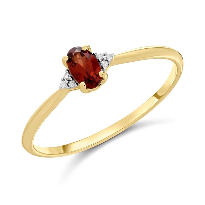 9ct Gold Garnet And Diamond Birthstone Ring - January - R0201