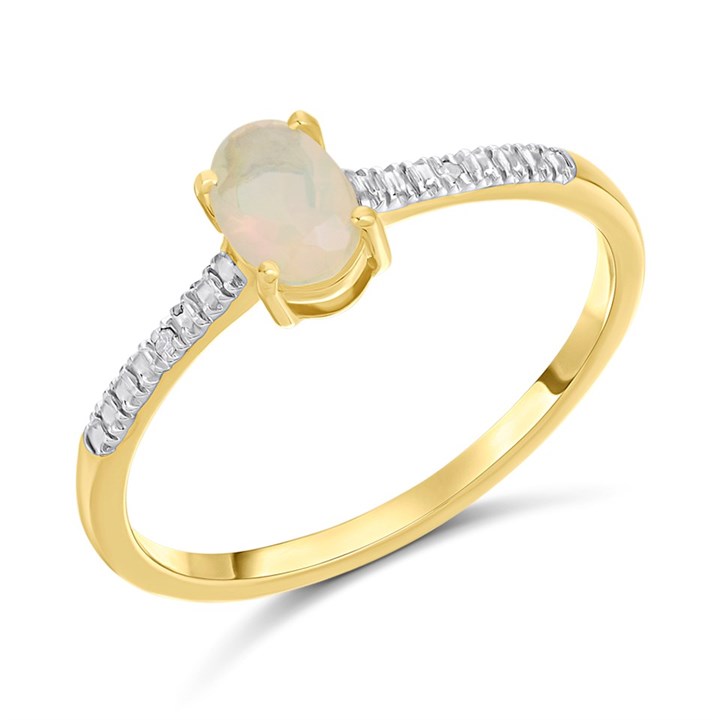9ct Gold Opal And Diamond Ring - R09100