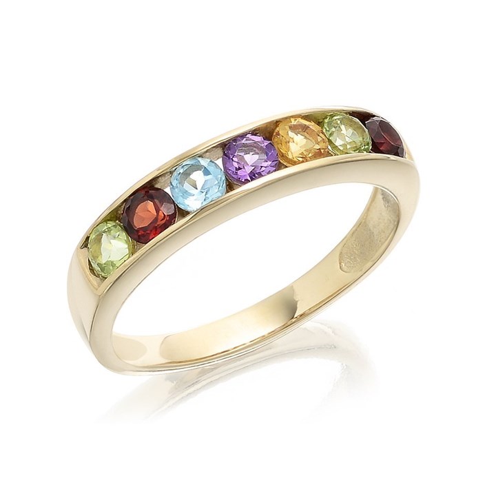 9ct Gold Multi Stone Half Eternity Ring - EXCLUSIVE - R0911