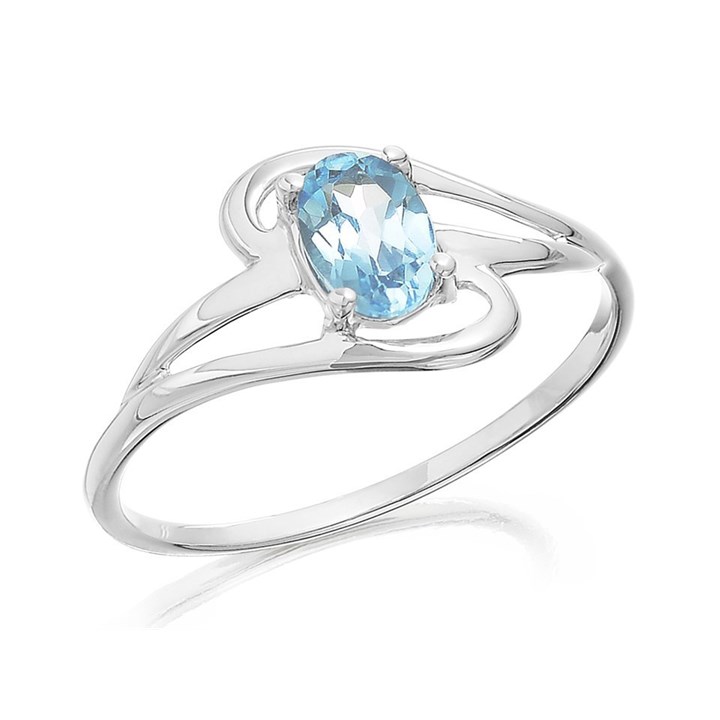 9ct White Gold Blue Topaz Ring - R0916