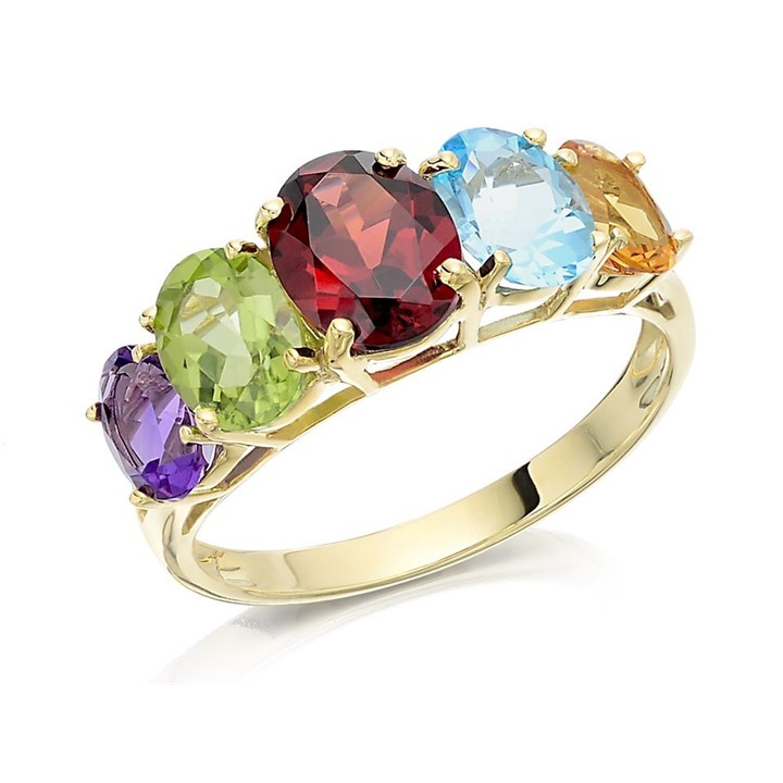 9ct Gold Multi Stone Ring - R0935