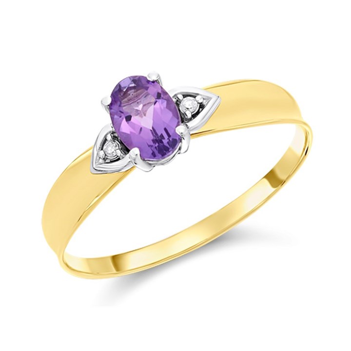 9ct Gold Amethyst And Diamond Ring - R0958