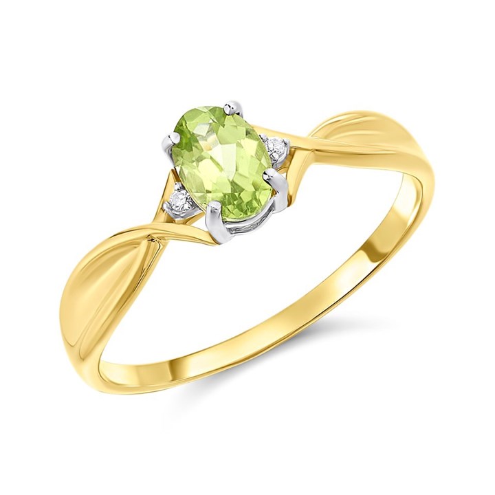 9ct Gold Peridot And Diamond Ring - R0960