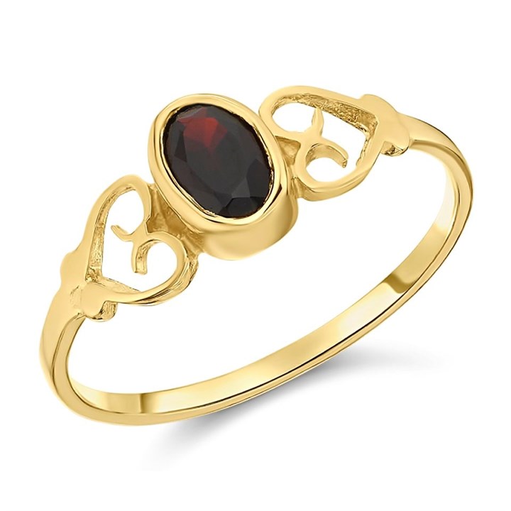 9ct Gold Oval Garnet Ring - R0964