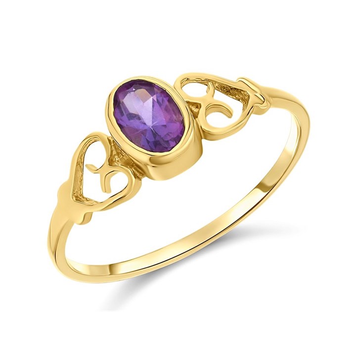 9ct Gold Oval Amethyst Ring - R0965