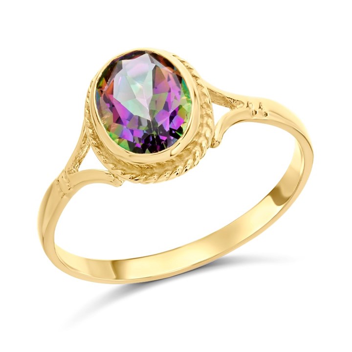 9ct Gold Oval Mystic Topaz Ring - R0966