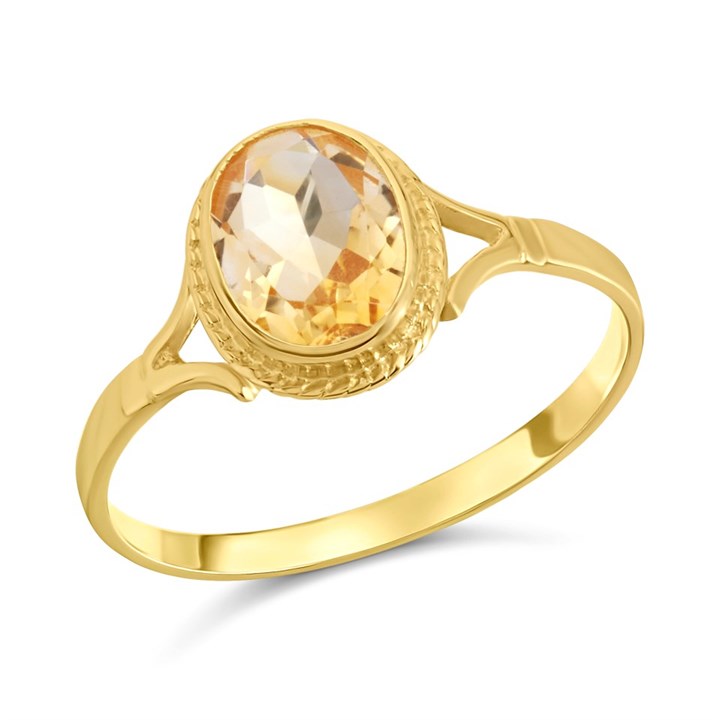 9ct Gold Oval Citrine Ring - R0969