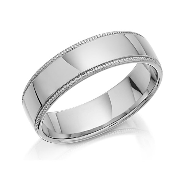 Palladium 500 Millegrain Edge Wedding Ring 6mm R1214 F.Hinds