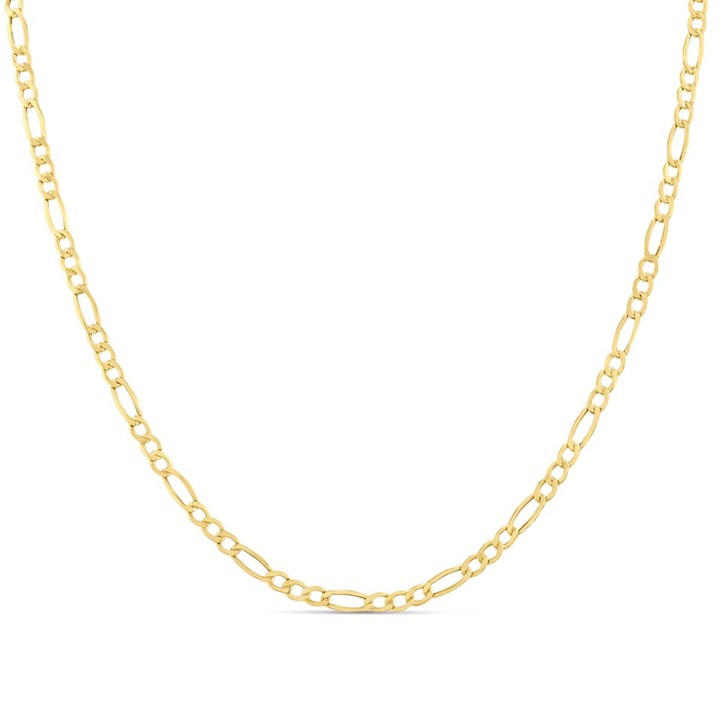 14ct Gold Beveled Figaro Chain - 18in - R1306