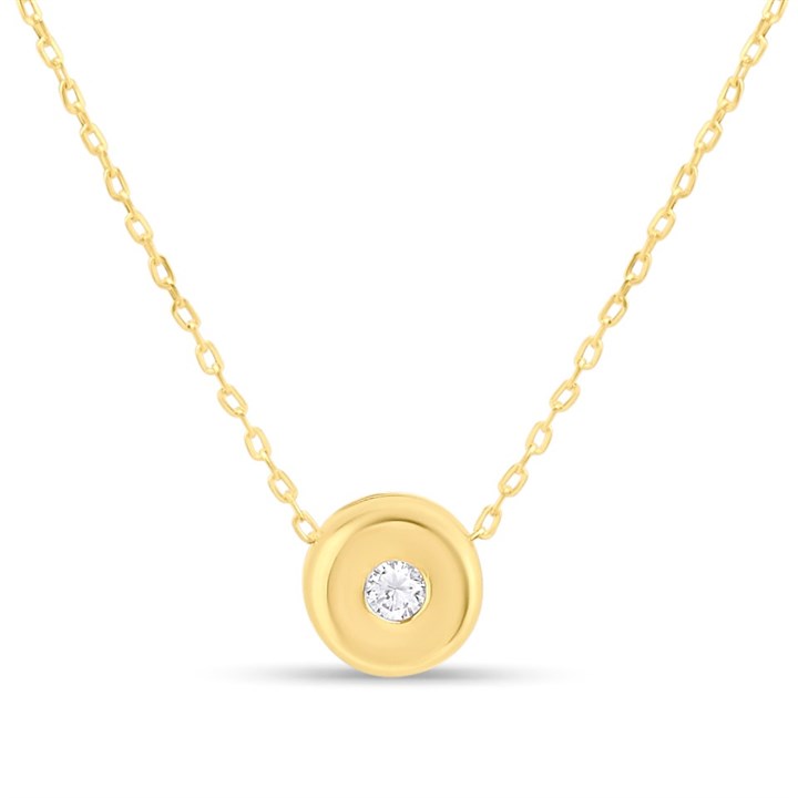 14ct Gold Diamond Set Cable Chain Necklace - R1313