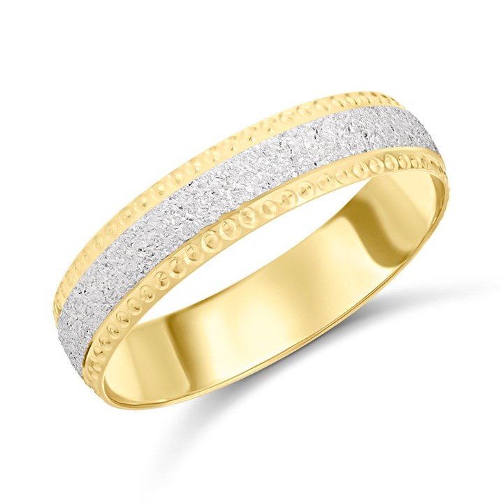 9ct 4mm Two-Colour Fancy Wedding Ring - R1604