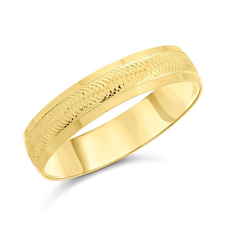 9ct Gold Snake Chain Wedding Ring - 4mm - R1611