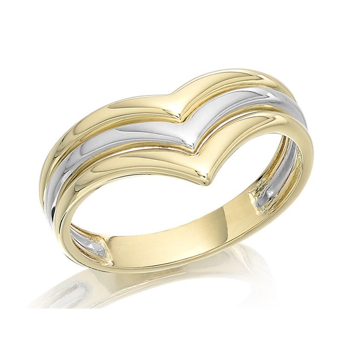 9ct Gold Two Colour Wishbone Ring - R1912