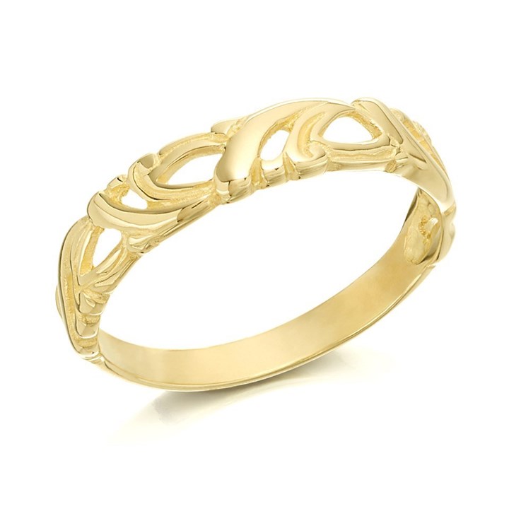 9ct Gold Cut Out Scroll Ring - R2002