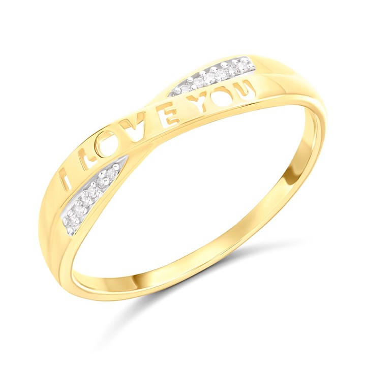 9ct Gold Diamond Set I Love You Ring - R2142