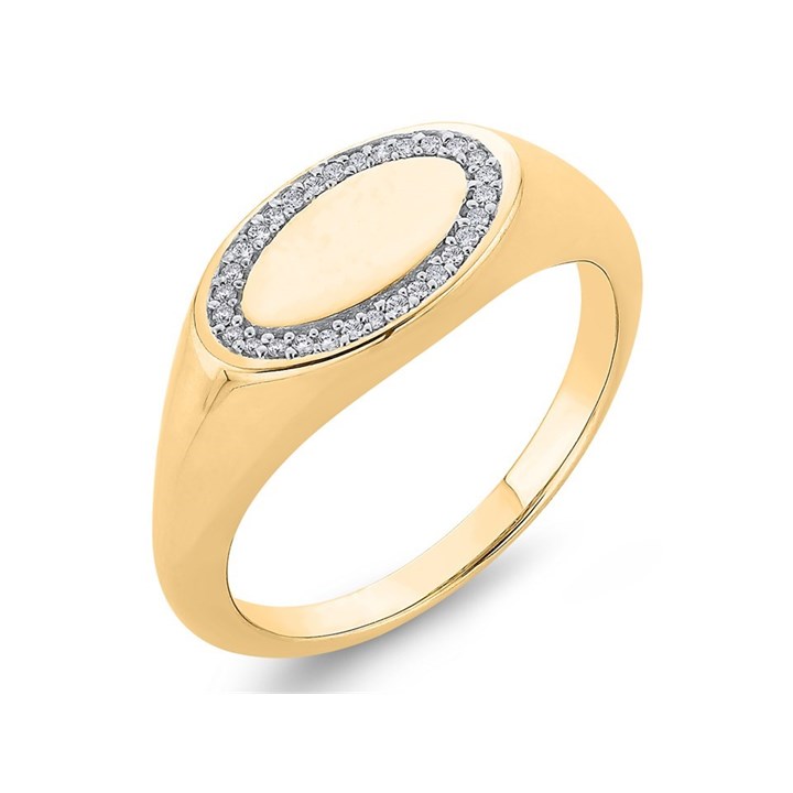 9ct Gold Diamond Oval Pinky Ring - R2201