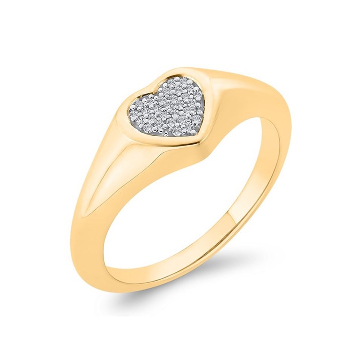 9ct Gold Diamond Heart Pinky Ring - R2203