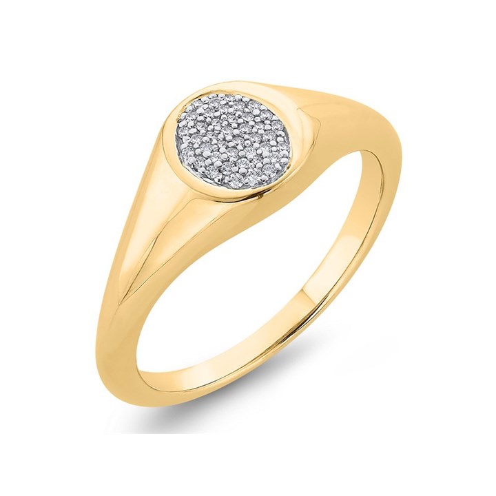 9ct Gold Diamond Oval Pinky Ring - R2204