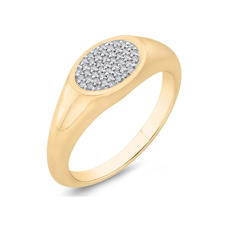 9ct Gold Diamond Oval Pinky Ring - R2208