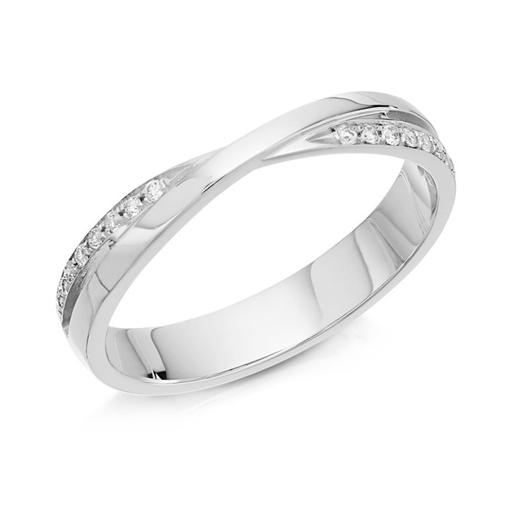9ct White Gold Diamond Crossover Wedding Ring - 8pts - R2305