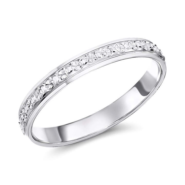 9ct White Gold Diamond Cut Wedding Ring - 2mm - R2308