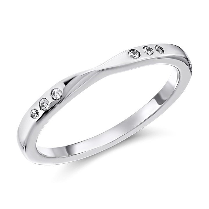 9ct White Gold Diamond Set Wedding Ring - 2mm - R2316