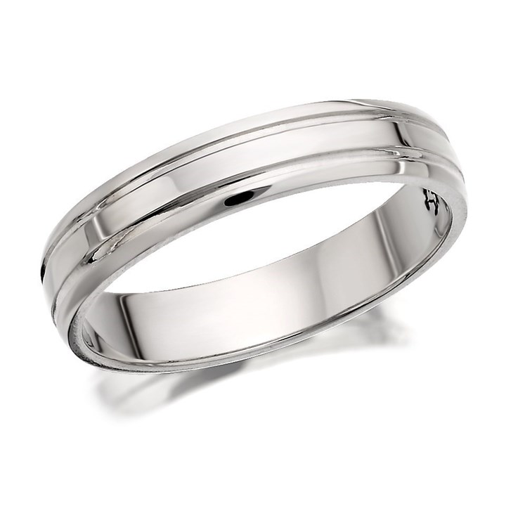 9ct White Gold Double Banded Wedding Ring - 4mm - R2474