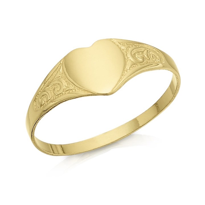 9ct Gold Child's Heart Signet Ring - R2517