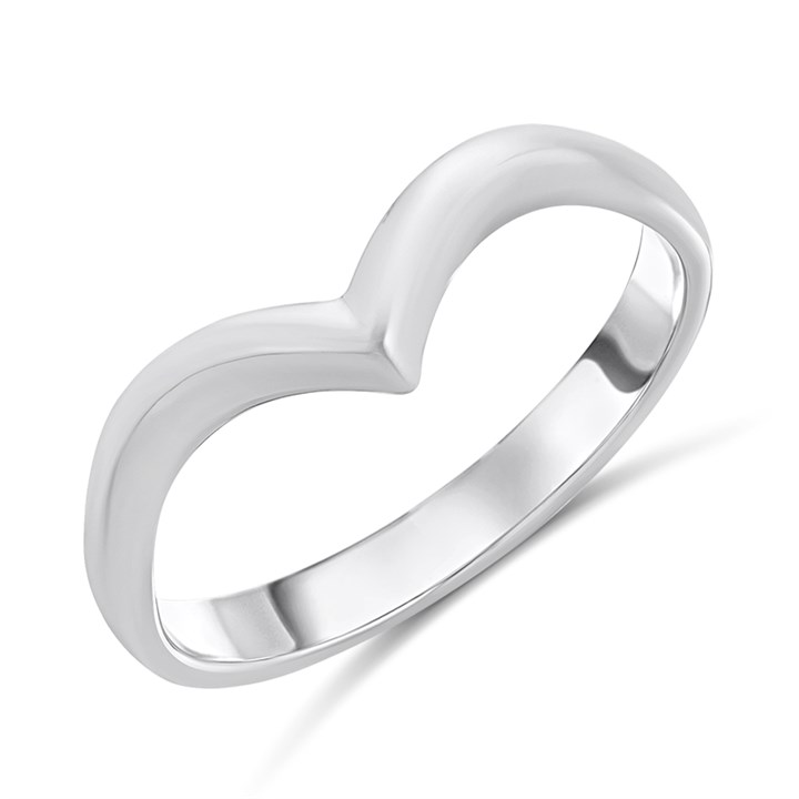 9ct White Gold Deep V Wishbone Wedding Ring - R32901