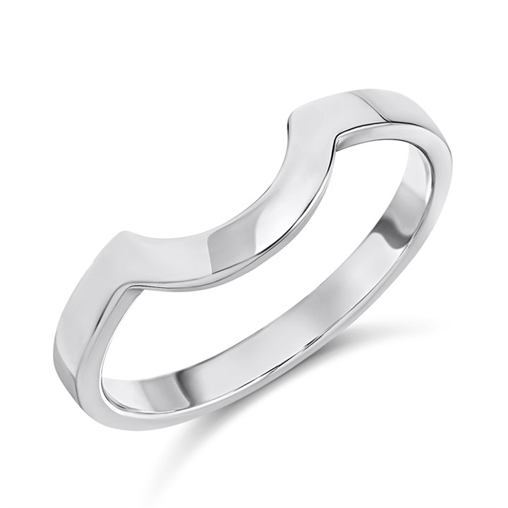 9ct White Gold Horseshoe Shaped Wedding Ring - R32903