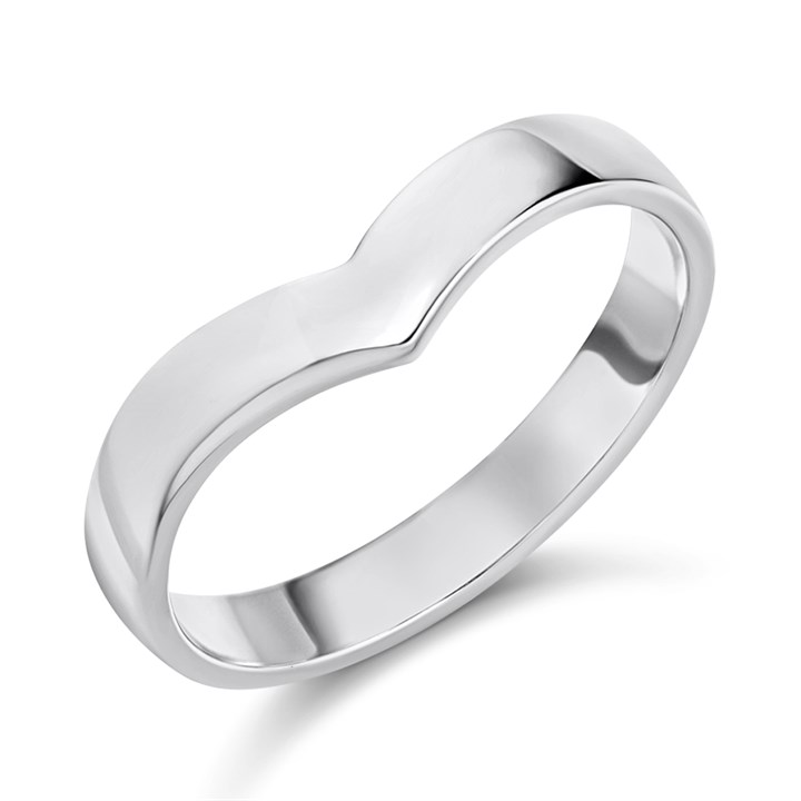 9ct White Gold 4mm Shaped Wedding Ring - R32904