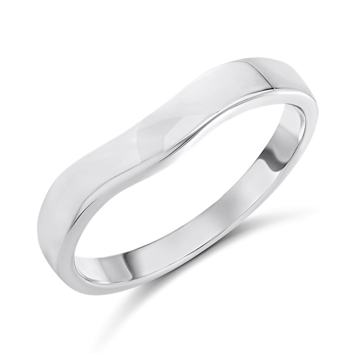 9ct White Gold 3mm Shaped Wedding Ring - R32905