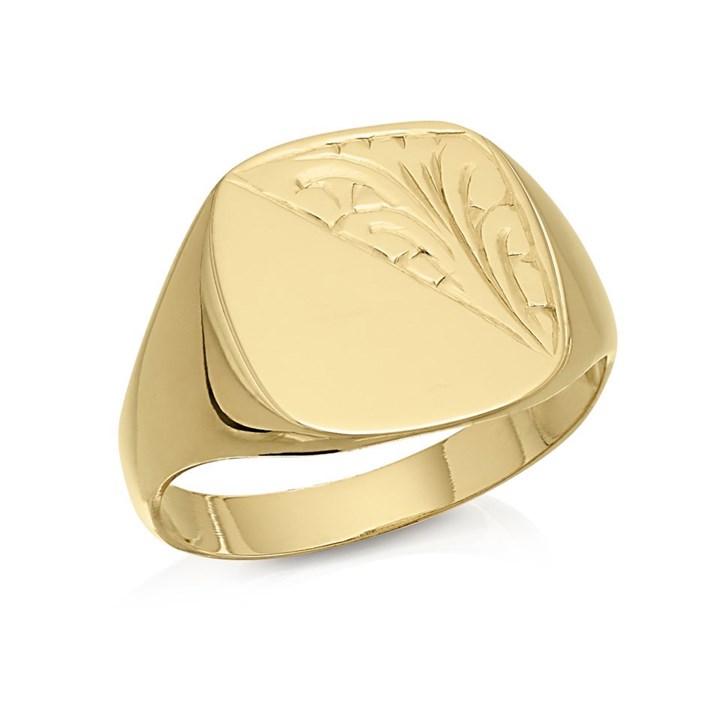 9ct Gold Cushion Signet Ring - R3342