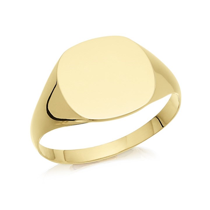 9ct Gold Cushion Signet Ring - R3353