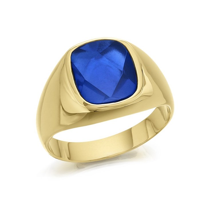 9ct Gold Heavyweight Synthetic Blue Spinel Ring - R3711