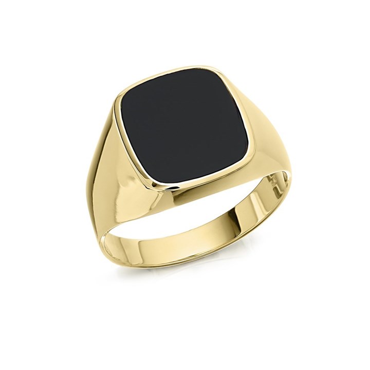 9ct Gold Gentleman's Onyx Signet Ring - R3712